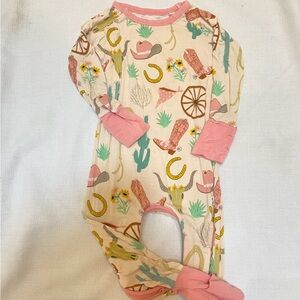 Little Sleepies Pink Ready To Rodeo 6-12 Months Zippy Bamboo Long One Piece Soft
